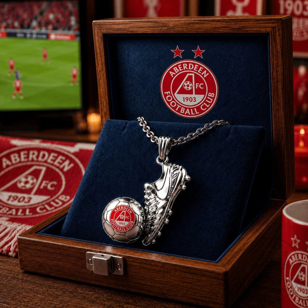 Aberdeen Football Club Soccer Cleat and Ball Pendant Necklace Aberdeen Football Club Soccer Cleat and Ball Pendant Necklace