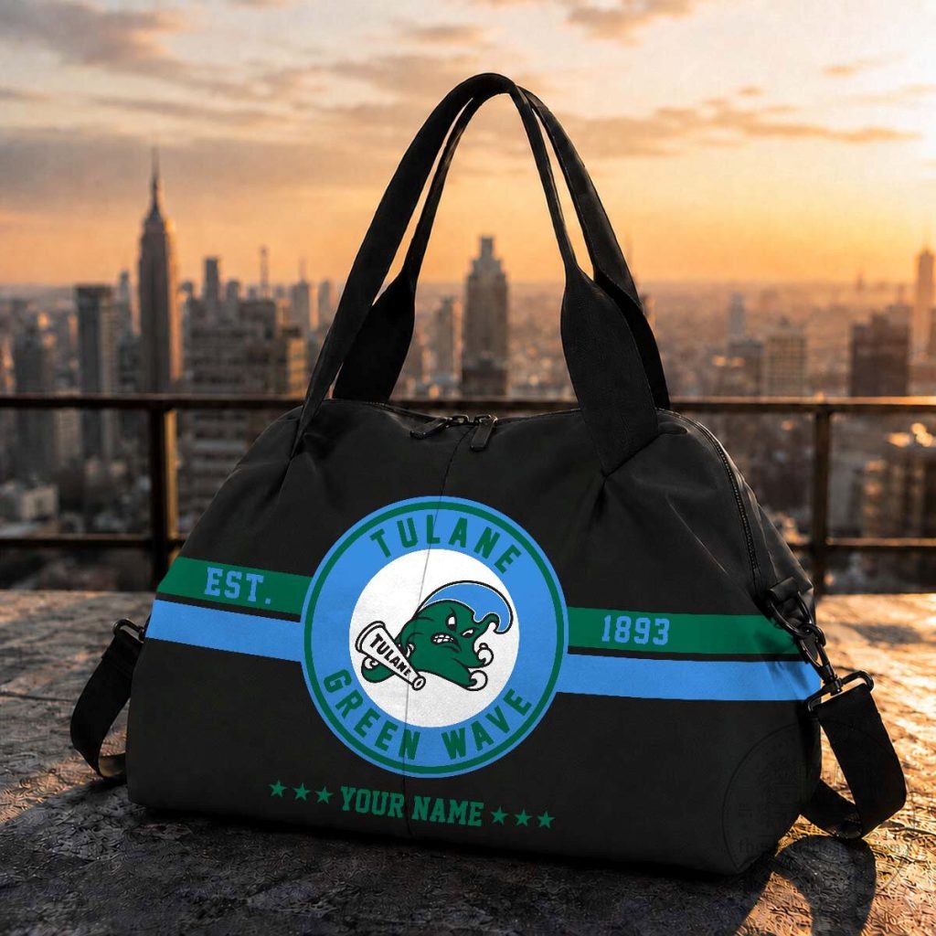 Tulane Green Wave Personalized Black Duffle Bag Tulane Green Wave Personalized Black Duffle Bag
