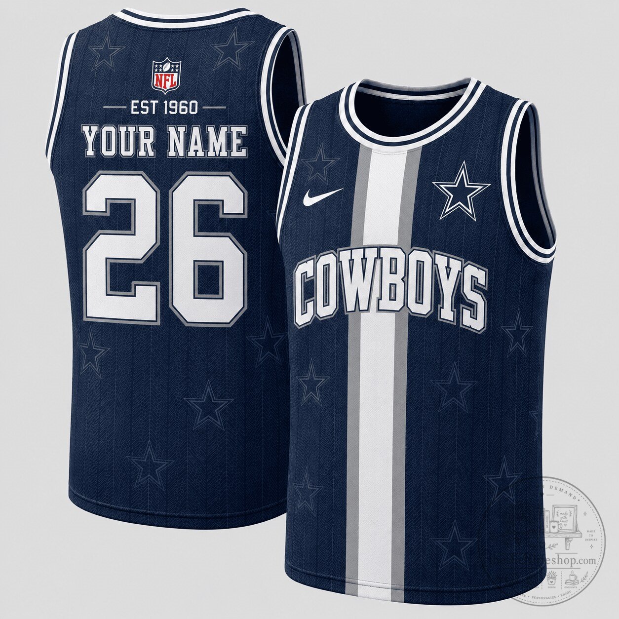 Dallas Cowboys NFL Football Team Custom Name And Number Fan Jersey