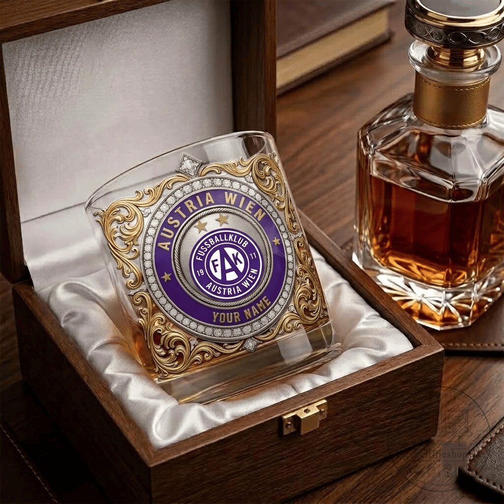 Austria Wien Football Club Personalized Gold Diamond Whiskey Glass