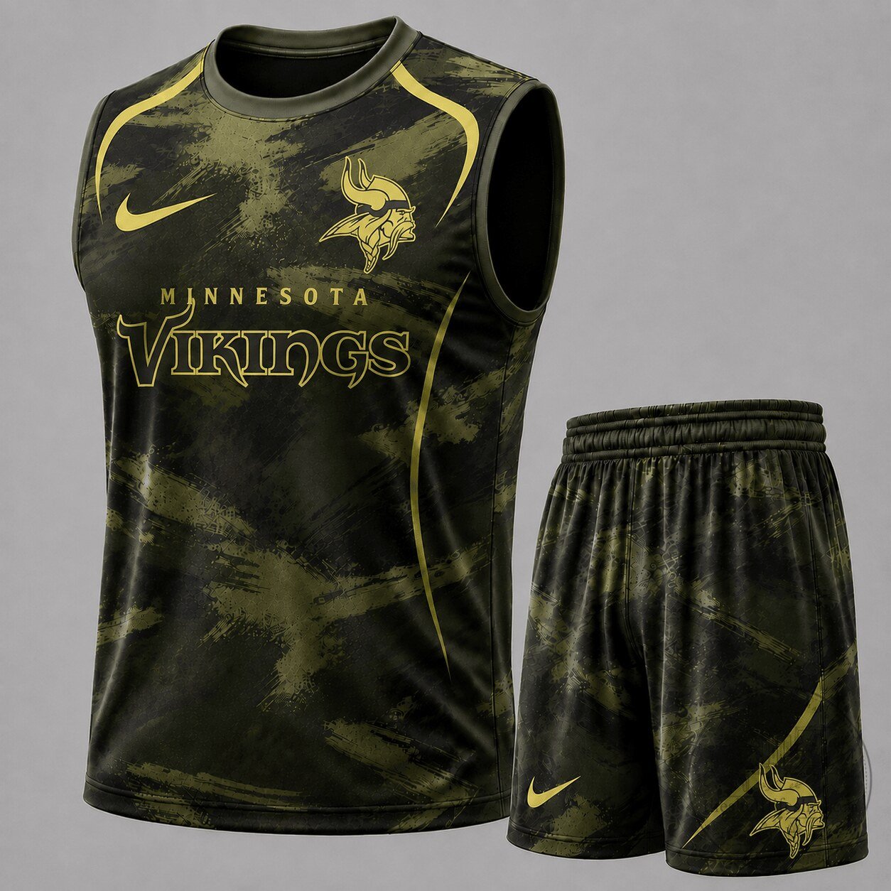 Minnesota Vikings | Premium NFL Army Camo Tank Top & Shorts Set TD