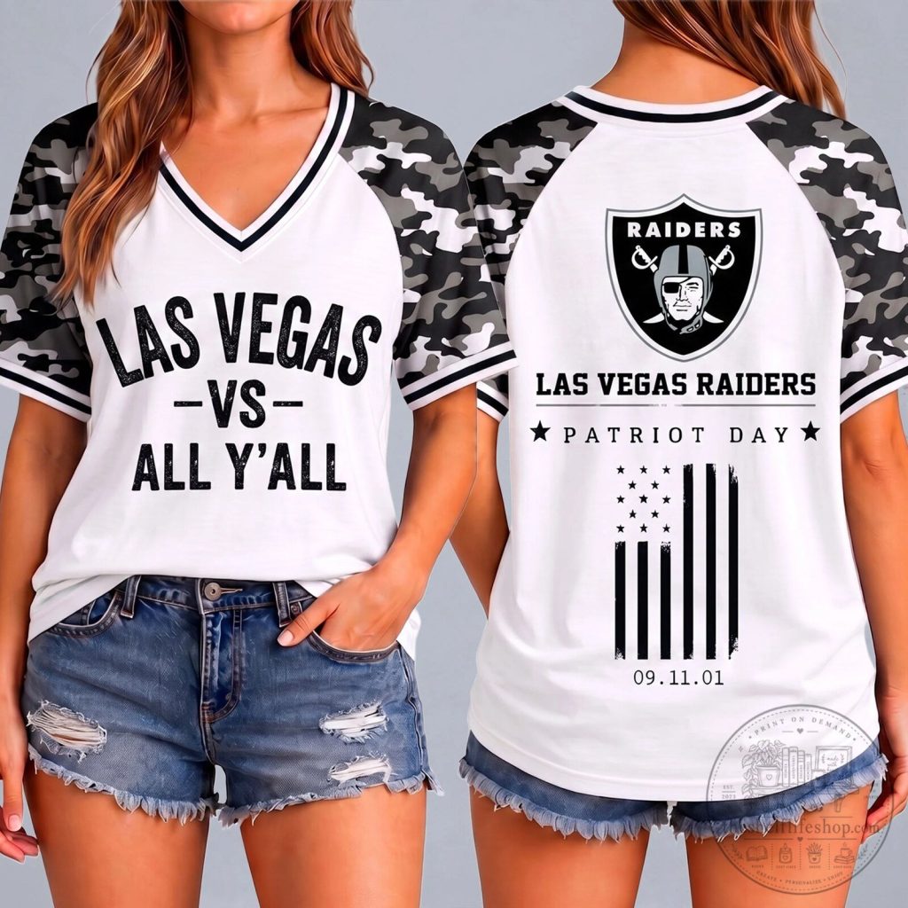 Las Vegas Raiders Premium NFL United We Stand V-Neck NTH1 Las Vegas Raiders | Premium NFL United We Stand V-Neck NTH1