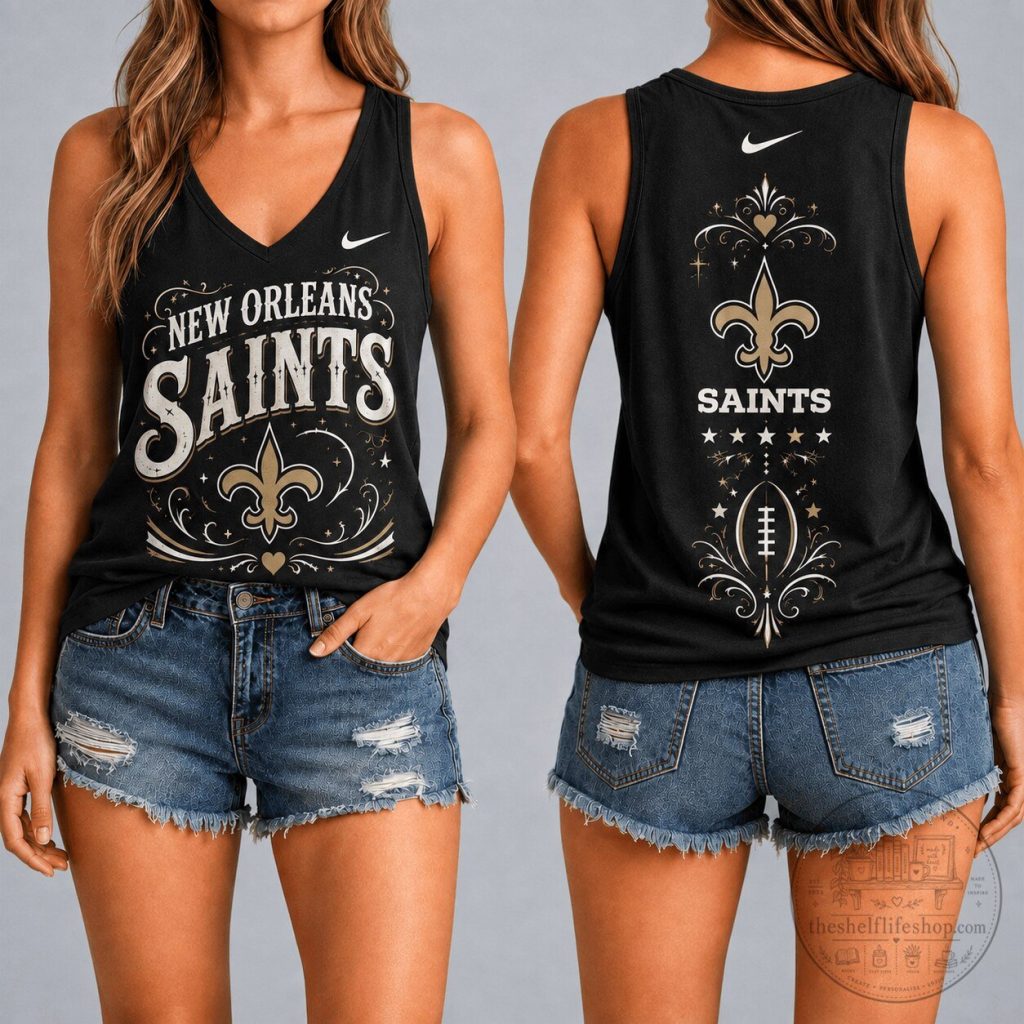 New Orleans Saints Premium NFL Game Day Glory V-Neck Tank Top NY New Orleans Saints | Premium NFL Game Day Glory V-Neck Tank Top NY