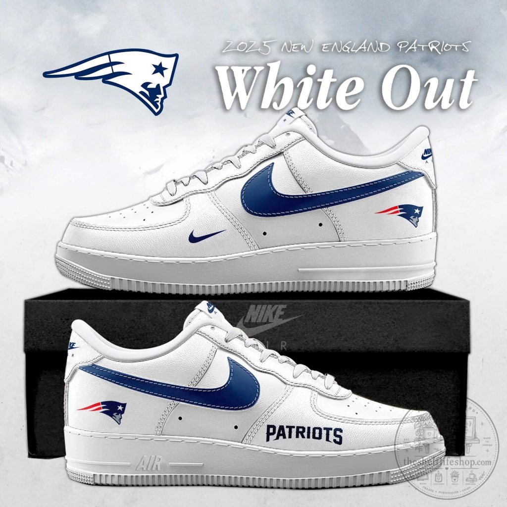 New England Patriots White Out 2025 Special Edition Air Force One Shoes New England Patriots White Out 2025 Special Edition Air Force One Shoes