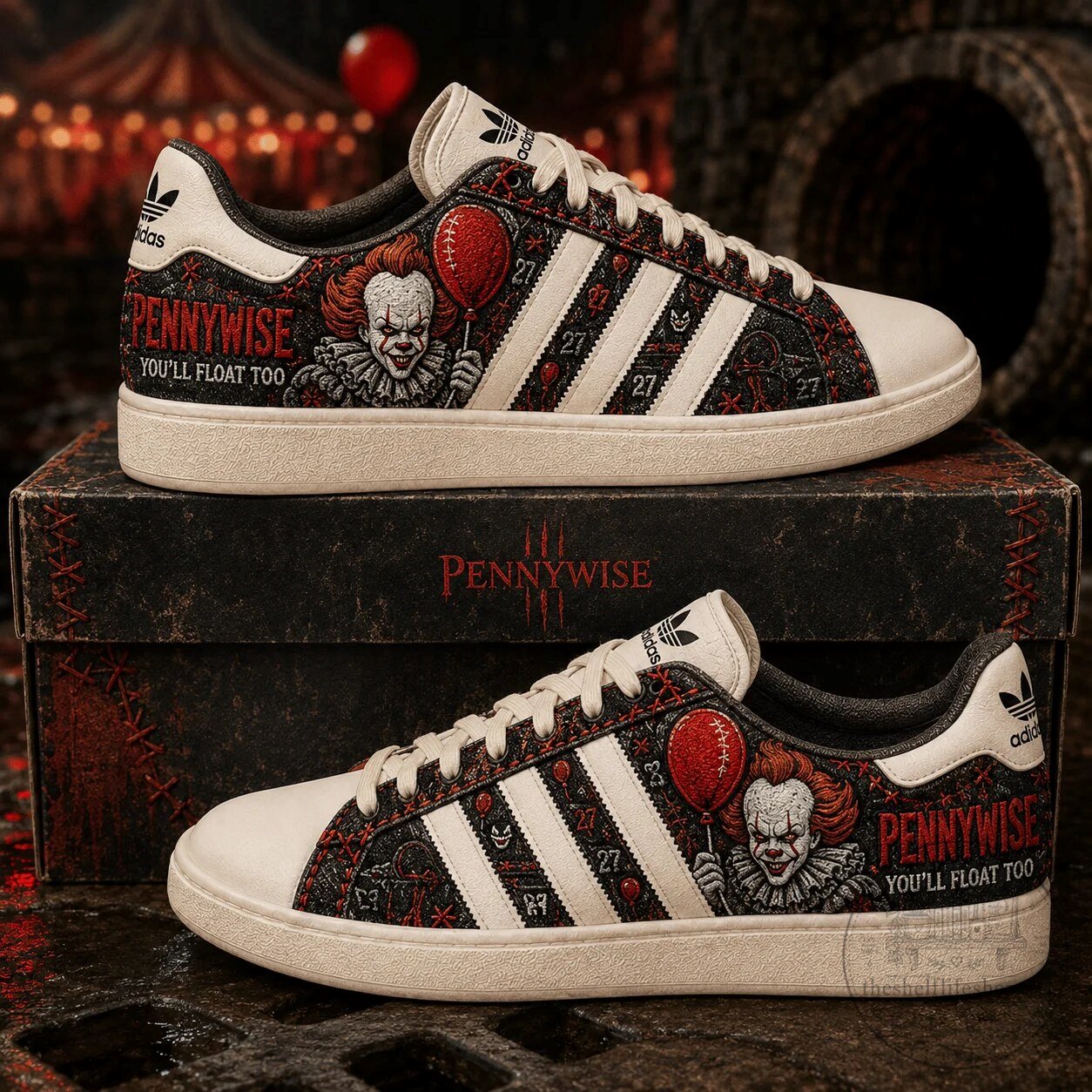 Pennywise You'll Float Too Horror Movie Adidas Shoes
