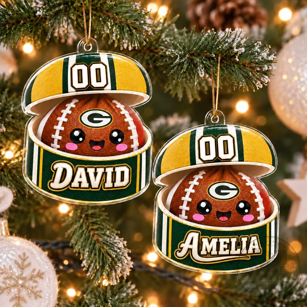 Green Bay Packers Football Personalized Christmas Tree Ornament Green Bay Packers Football Personalized Christmas Tree Ornament