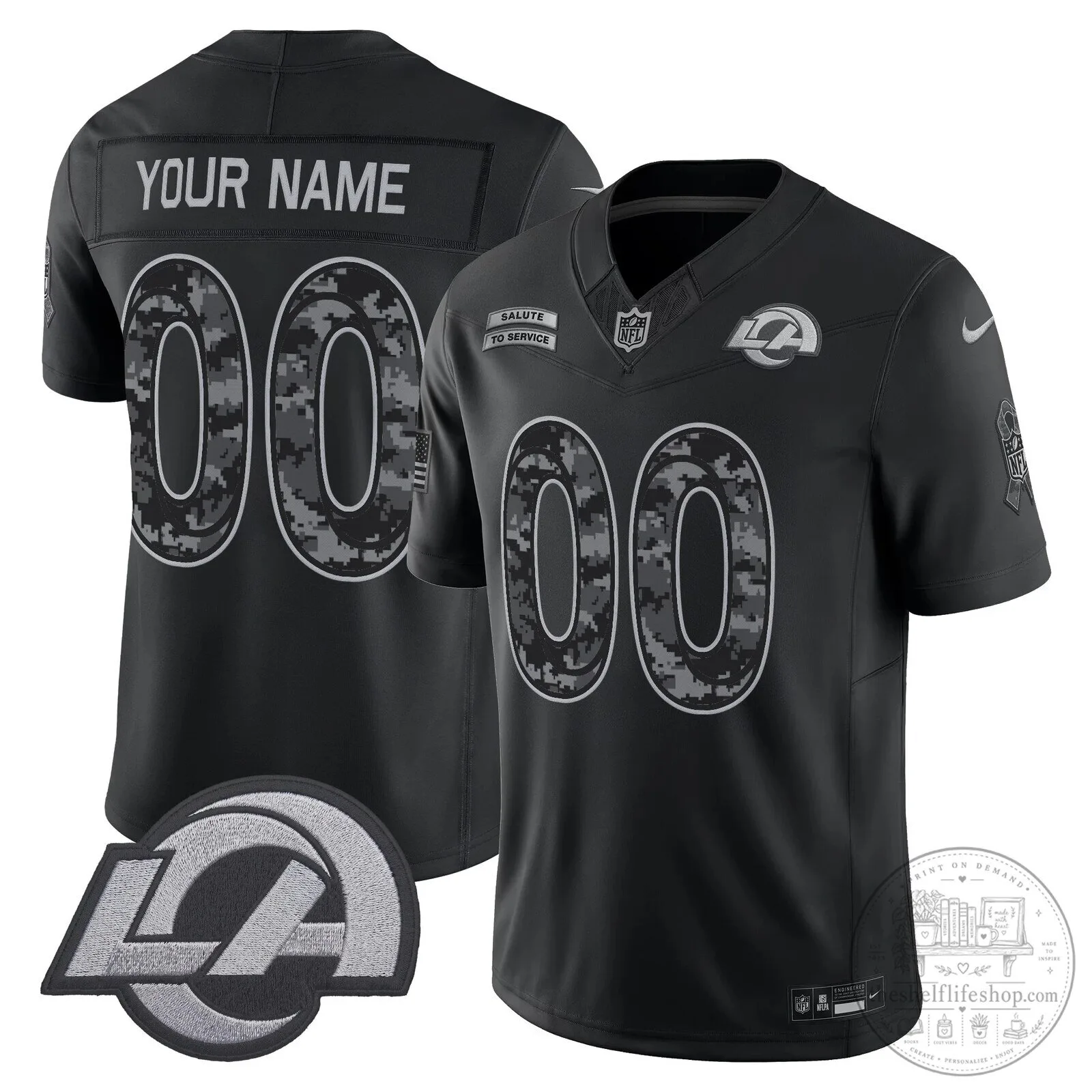 Custom Football Jersey for Los Angeles Rams Salute To Service