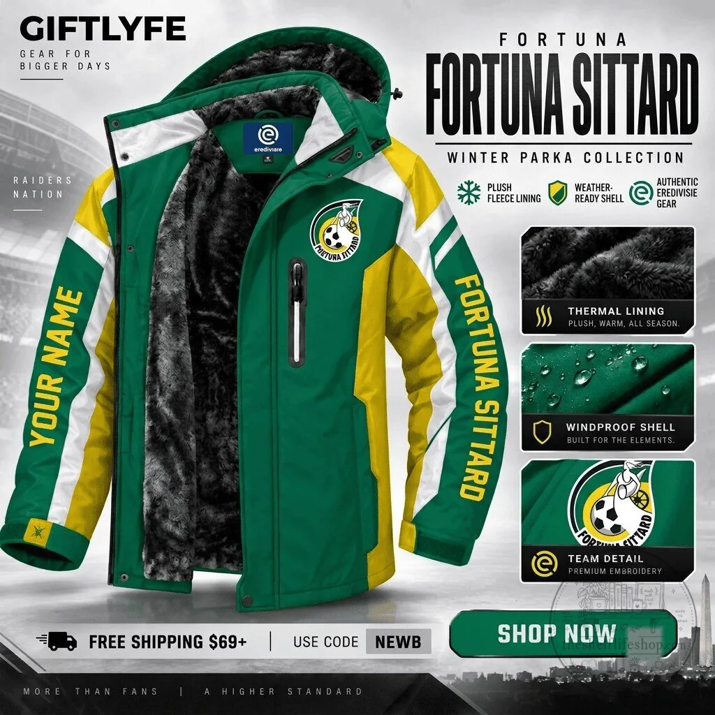 Fortuna Sittard Football Club Winter Parka Jacket with Plush Fleece Lining