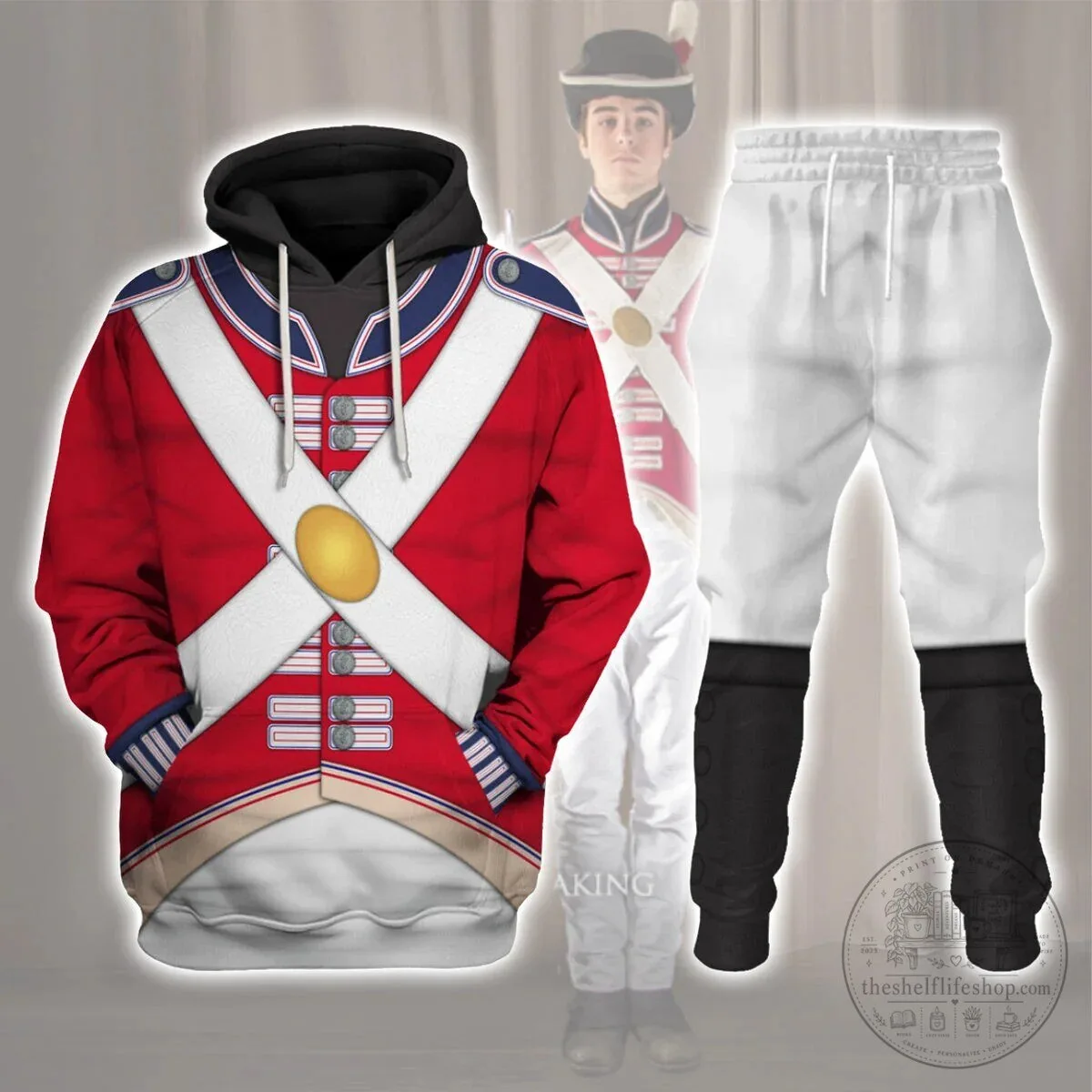 Royal Marine Battle of Trafalgar Uniform Historical Cosplay Costume Hoodie and Pants Set