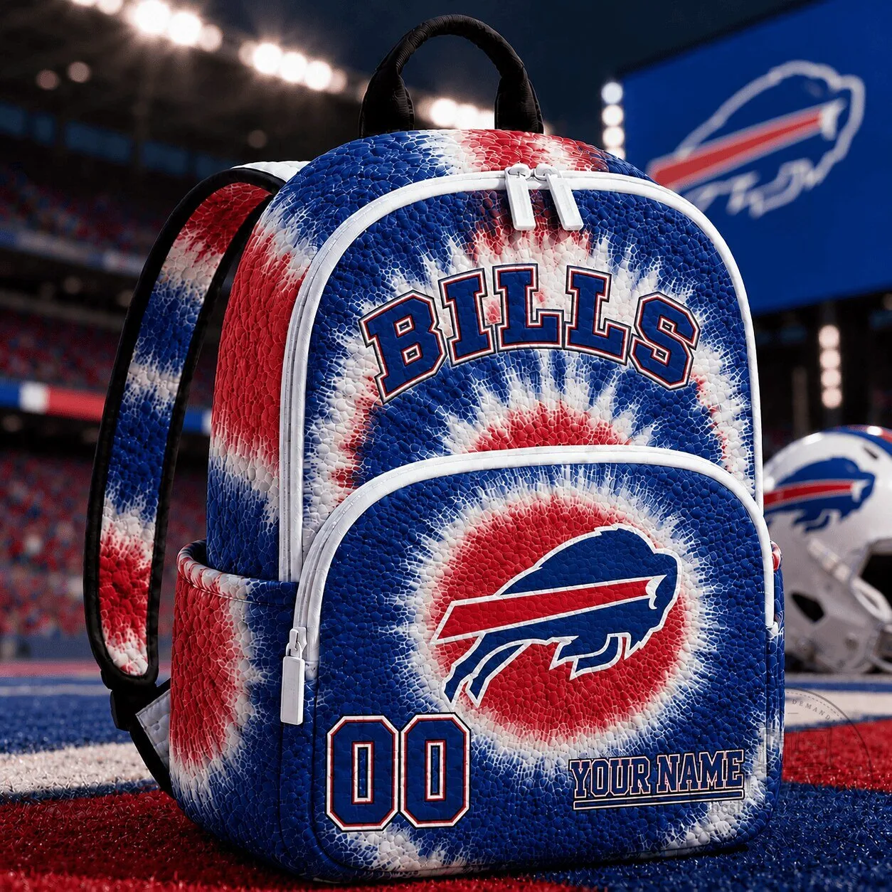 Buffalo Bills Tie Dye Personalized Backpack Custom Name and Number