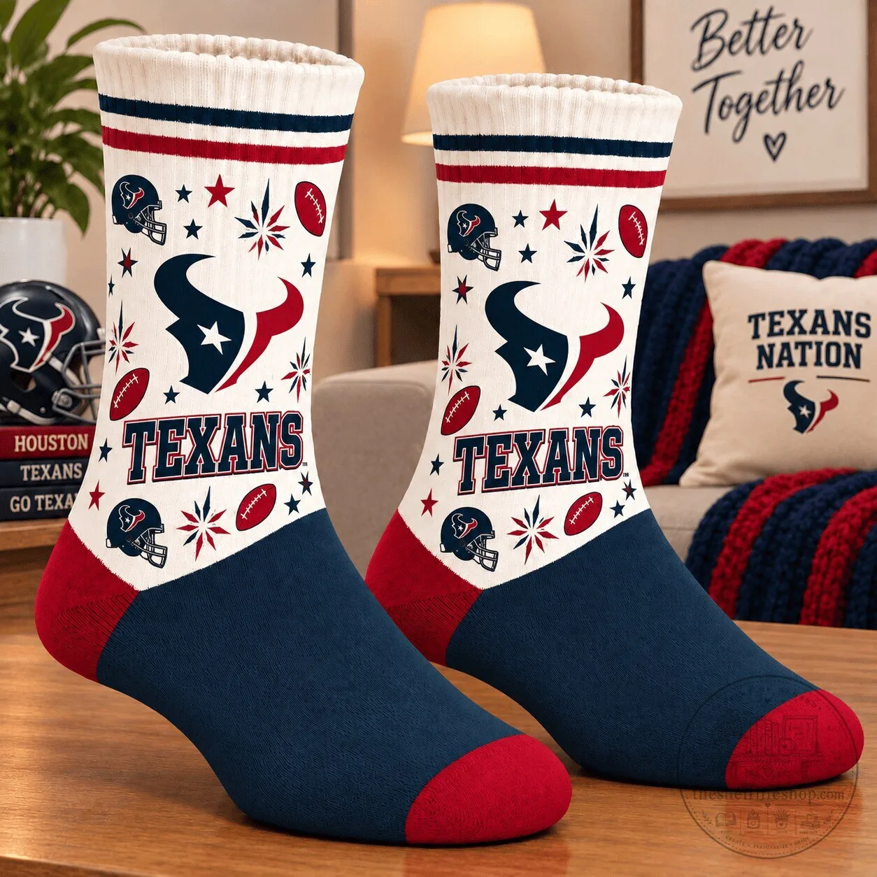 Houston Texans Football Team Logo Pattern Sports Fan Socks