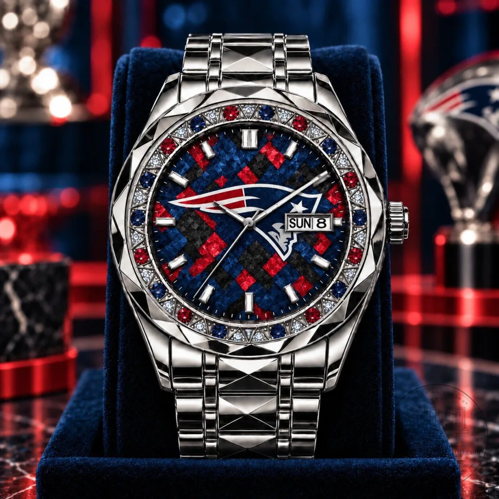 New England Patriots Luxury Stainless Steel Men's Watch with Date Display New England Patriots Luxury Stainless Steel Men's Watch with Date Display