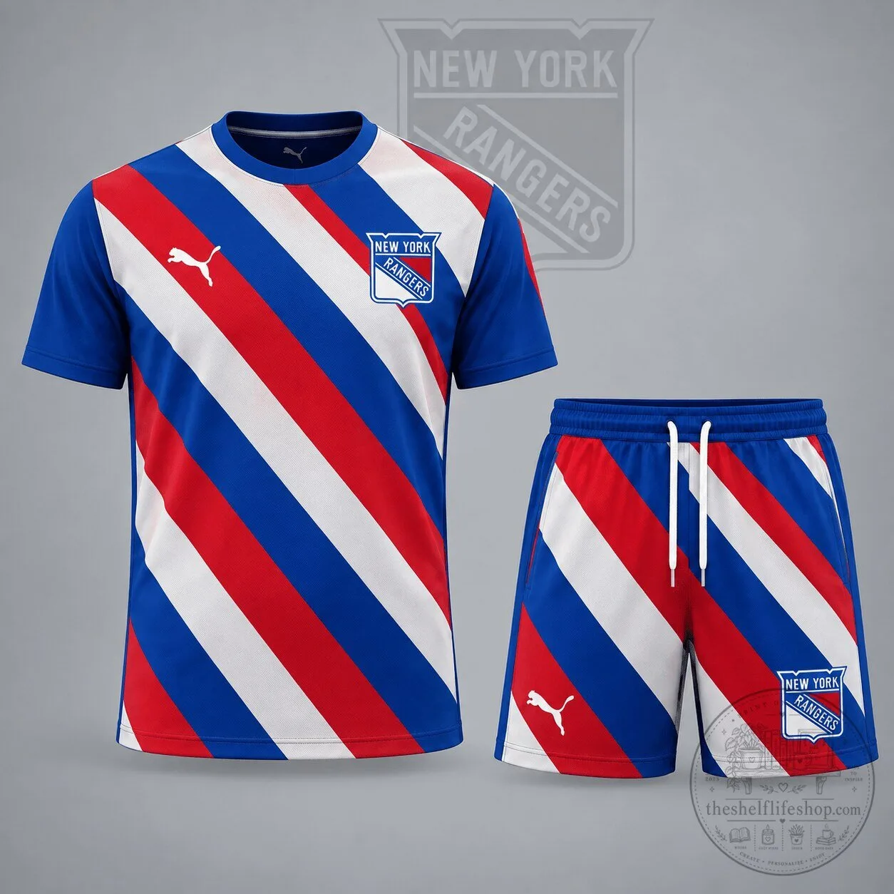 New York Rangers Diagonal Velocity Stripe T-Shirt