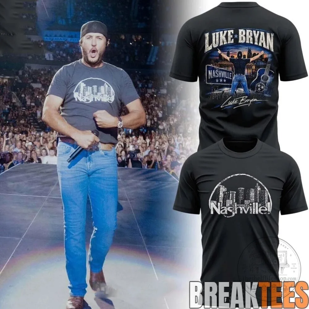 Luke Bryan Nashville Concert Tour Black Graphic T-Shirt