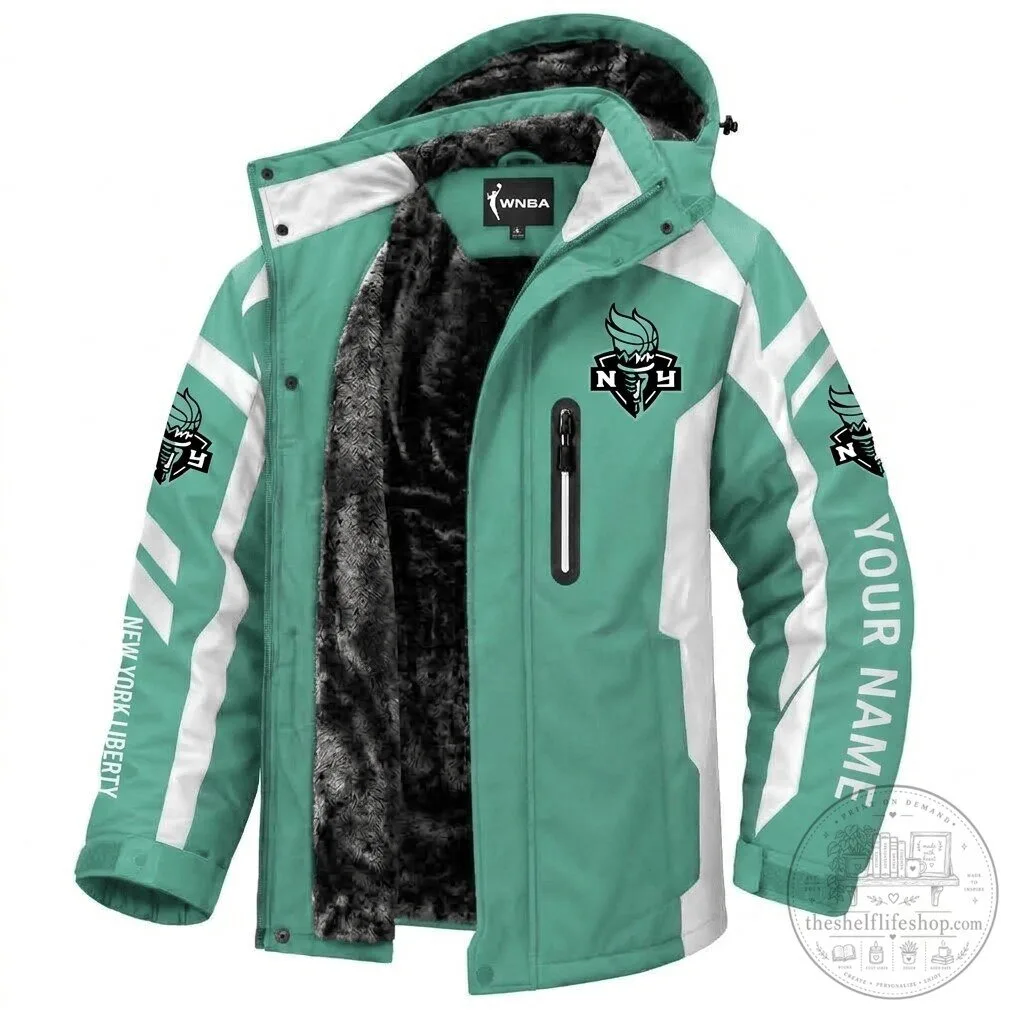 New York Liberty WNBA Basketball Team Winter Parka Jacket 1 New York Liberty WNBA Basketball Team Winter Parka Jacket