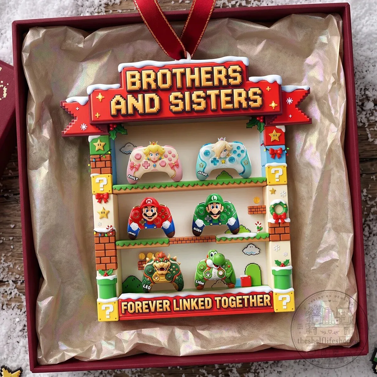 Brothers and Sisters Arcade Game Christmas Tree Ornament Personalized Gift 9 Brothers and Sisters Arcade Game Christmas Tree Ornament Personalized Gift
