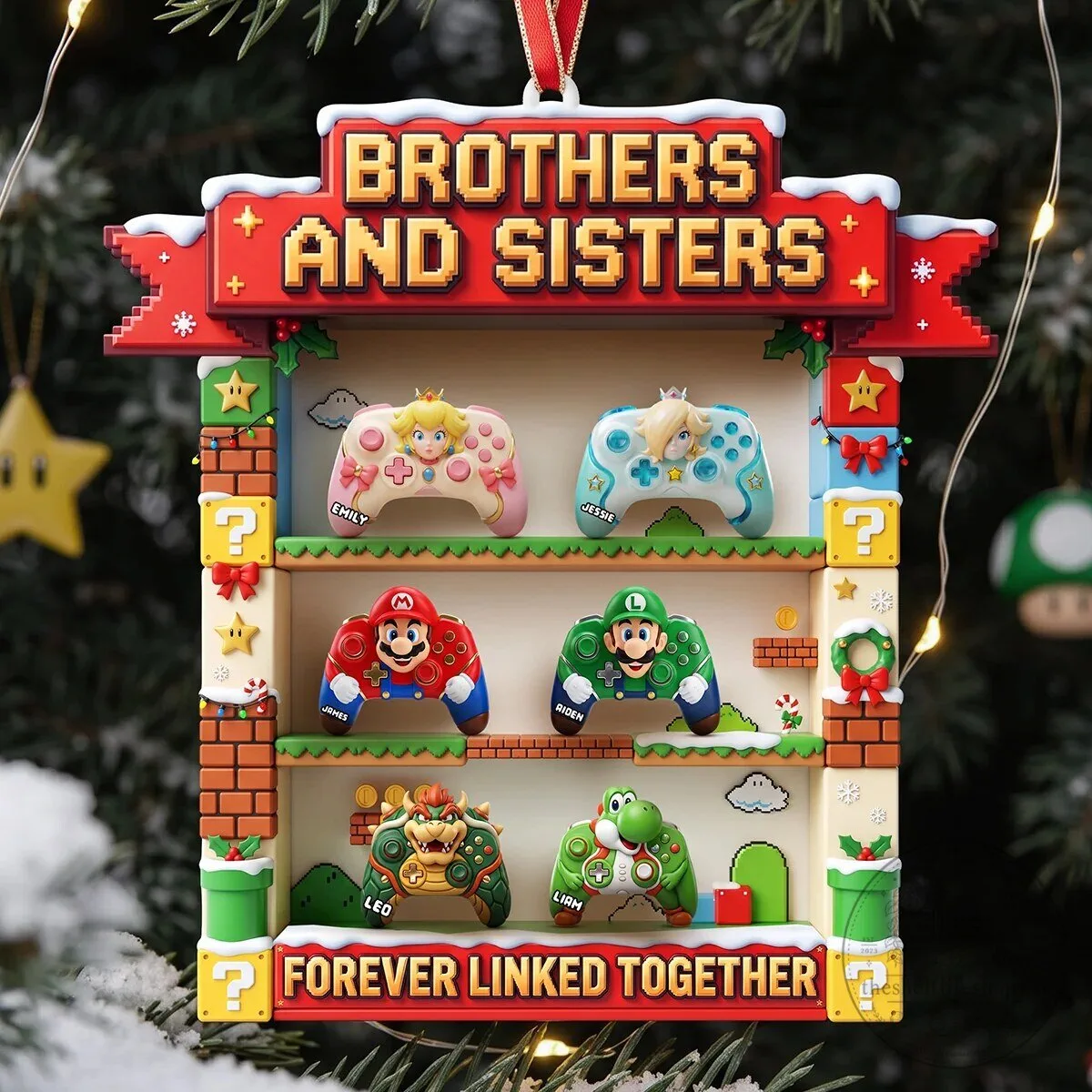 Brothers and Sisters Arcade Game Christmas Tree Ornament Personalized Gift 10 Brothers and Sisters Arcade Game Christmas Tree Ornament Personalized Gift