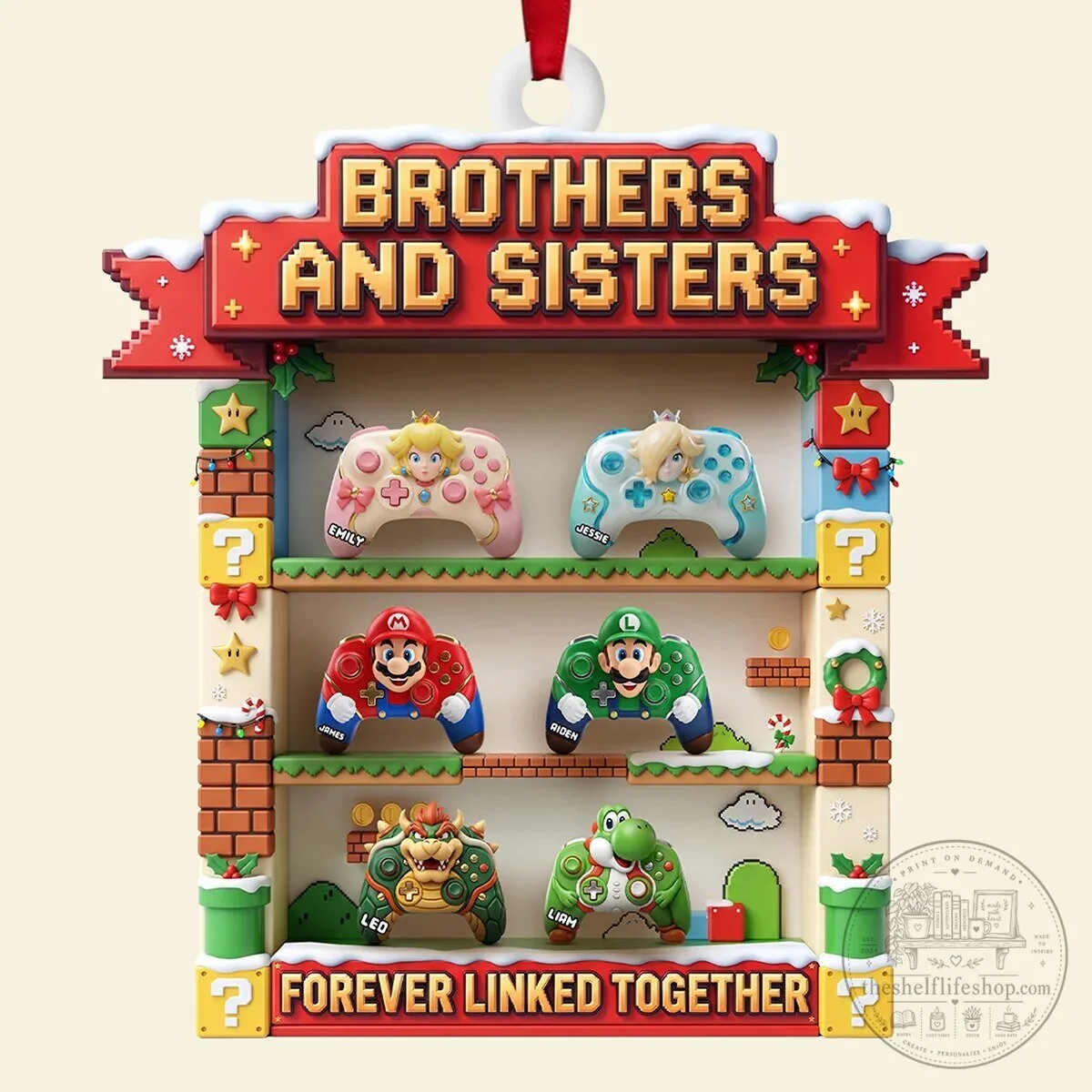 Brothers and Sisters Arcade Game Christmas Tree Ornament Personalized Gift 11 Brothers and Sisters Arcade Game Christmas Tree Ornament Personalized Gift