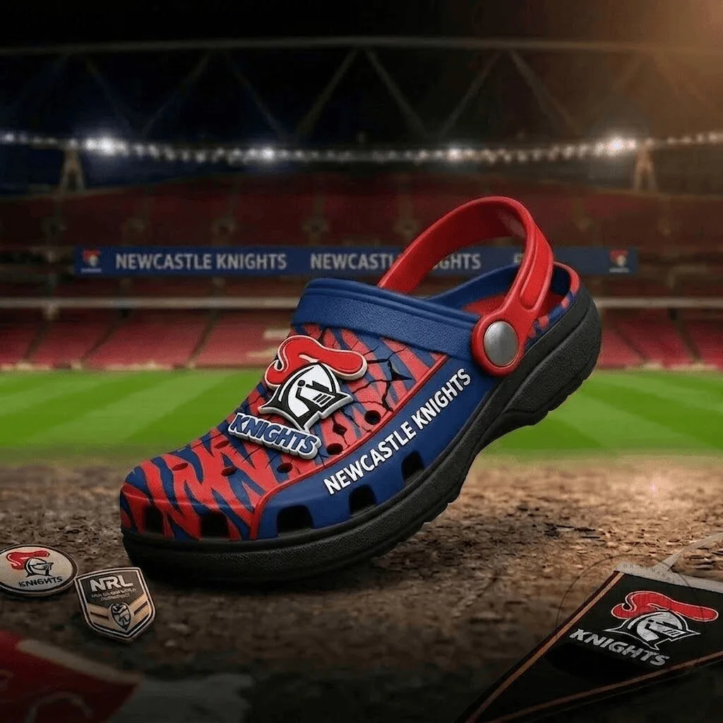 Newcastle Knights Rugby Team Logo Pattern Crocs Shoes