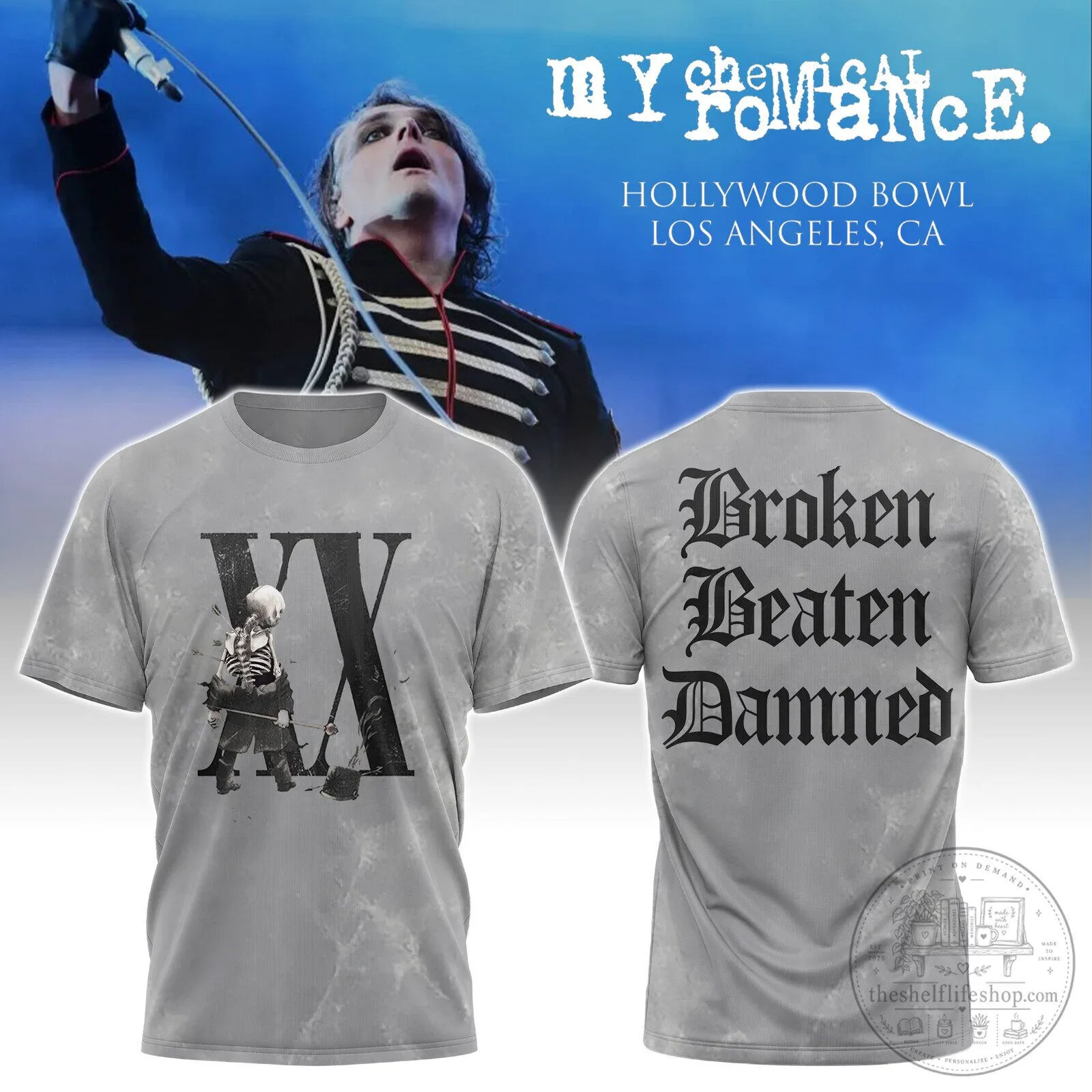My Chemical Romance Broken Beaten Damned Skeleton Graphic Band T-Shirt