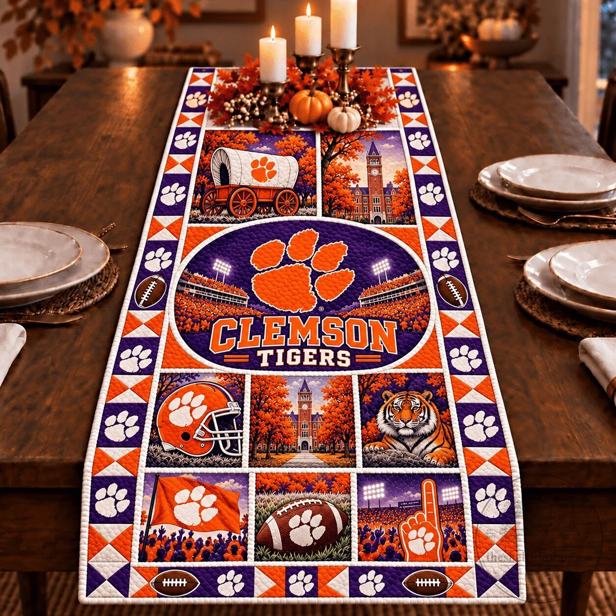 Clemson Tigers Football Team Heritage Table Runner