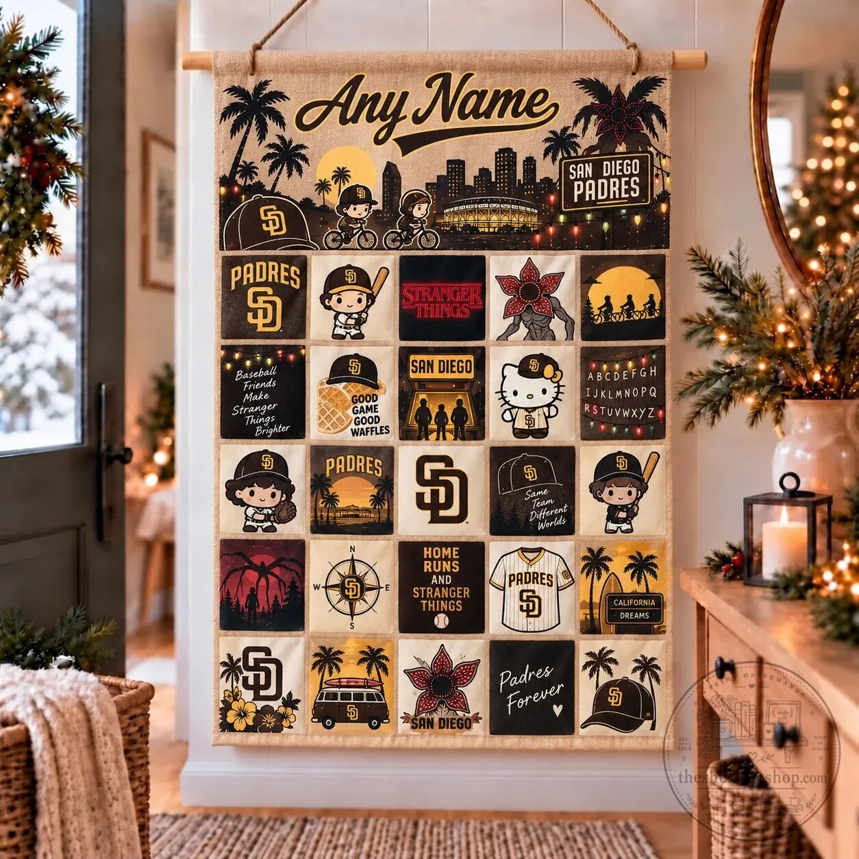 San Diego Padres Baseball Stranger Things Custom Wall Advent Calendar