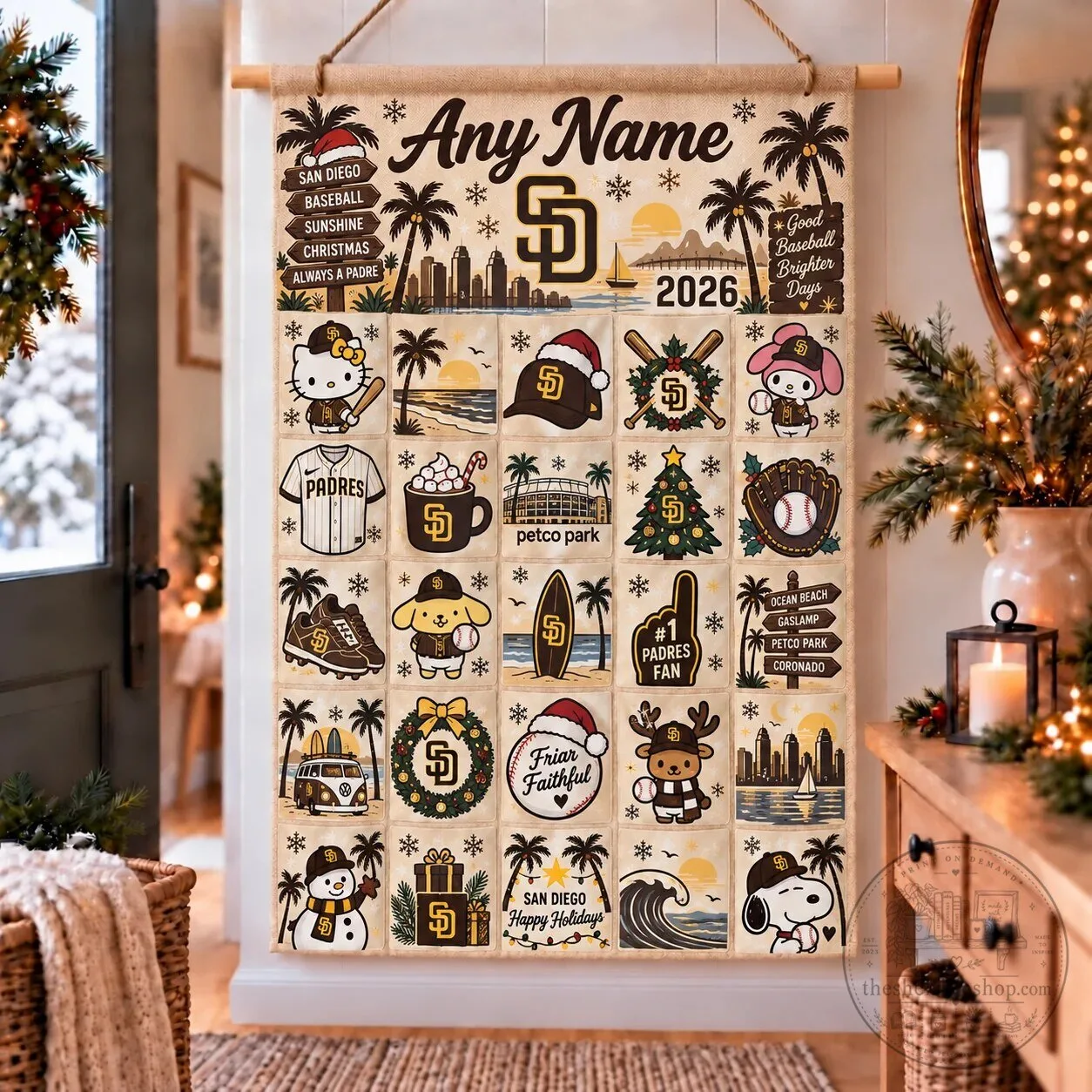 San Diego Padres Christmas Advent Calendar Wall Hanging with Pockets 2D 1 San Diego Padres Christmas Advent Calendar Wall Hanging with Pockets