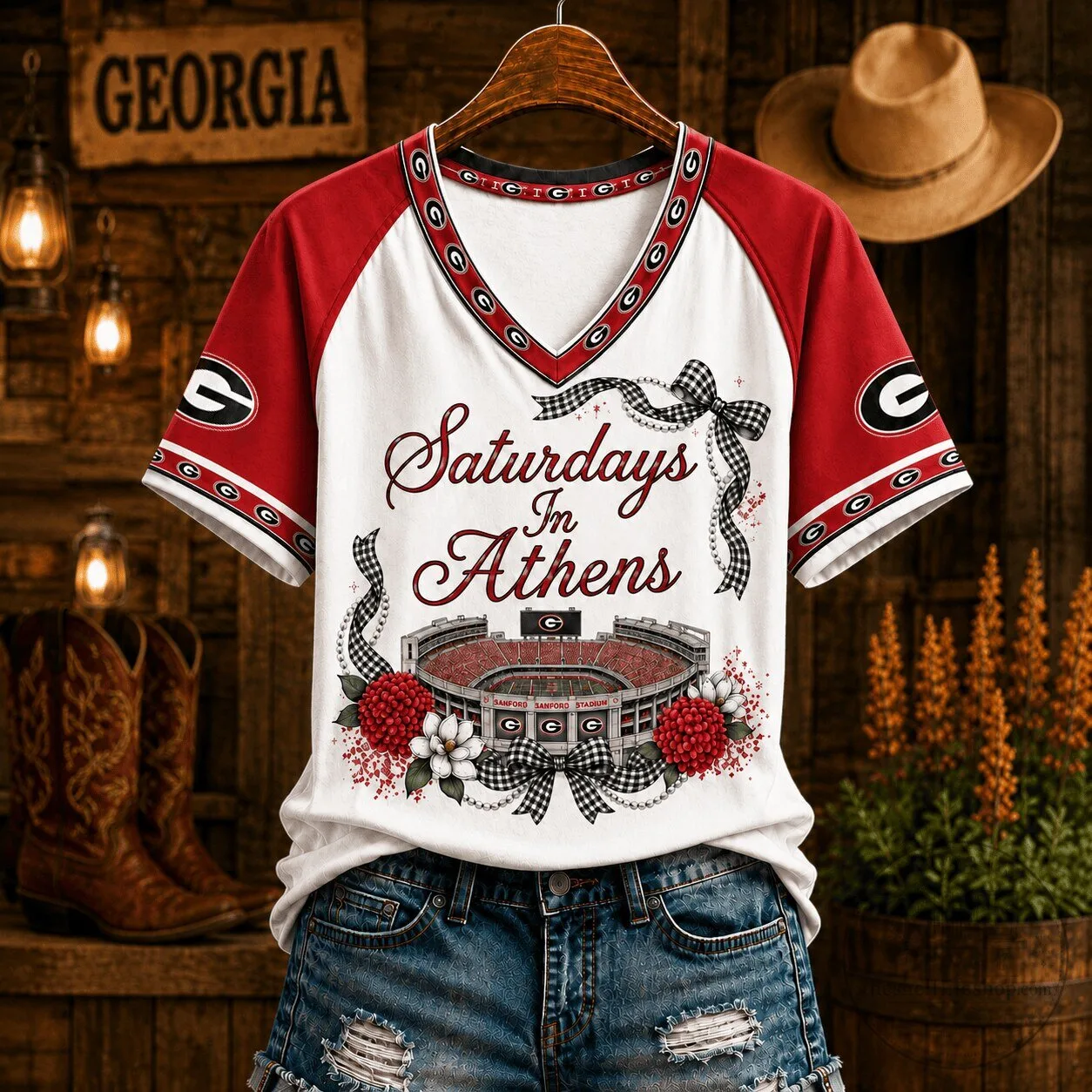 Georgia Bulldogs Saturdays In Athens Sanford Stadium T-Shirt