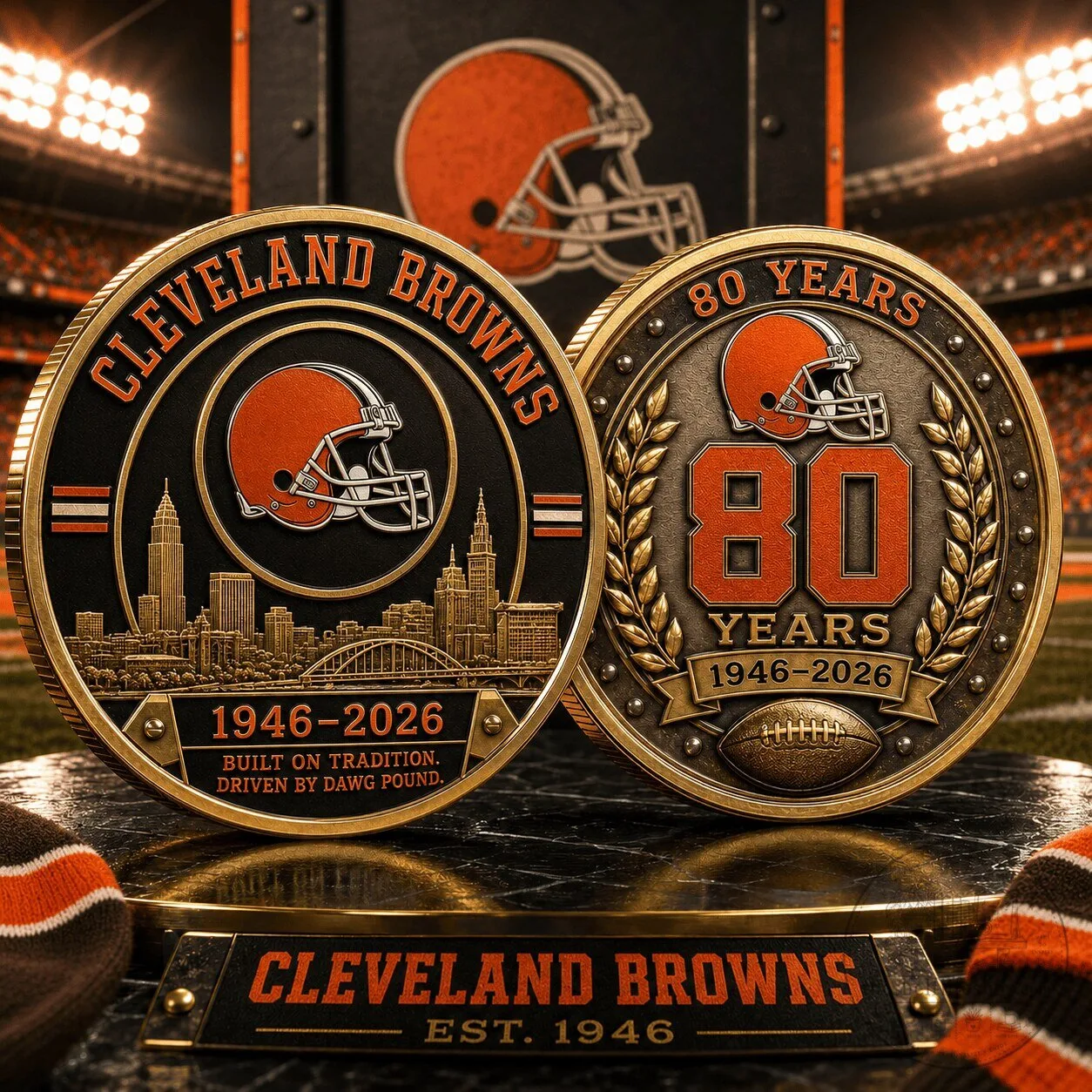 Cleveland Browns 80th Anniversary 1946-2026 Commemorative Coin NFL Football