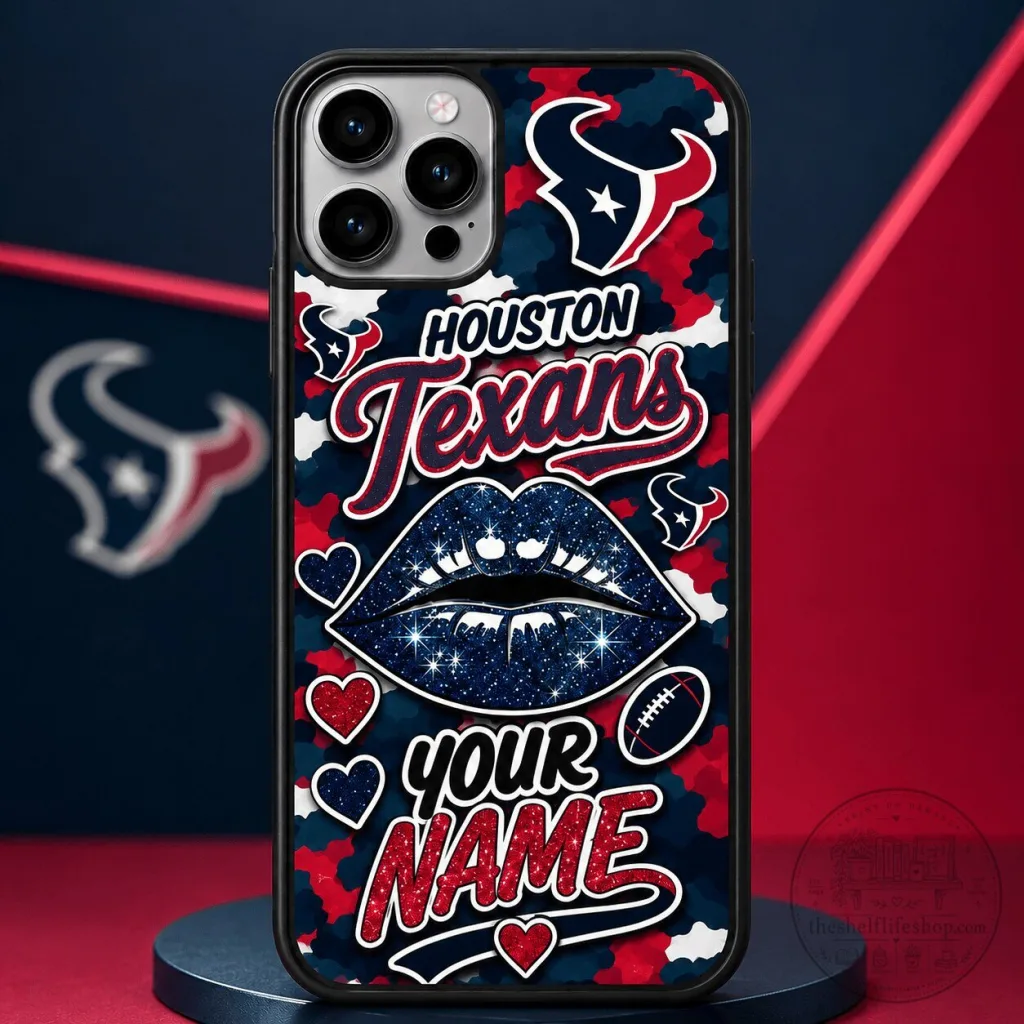 Houston Texans Personalized Glitter Lips Camouflage Pattern Phone Case Houston Texans Personalized Glitter Lips Camouflage Pattern Phone Case