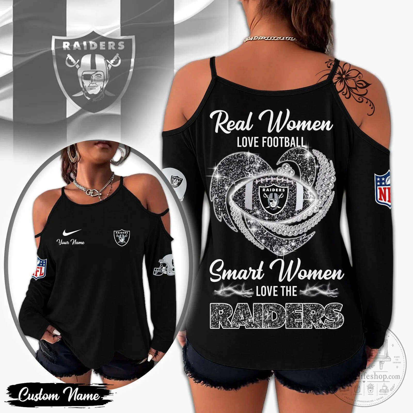 Las Vegas Raiders Real Women Love Football Smart Women Love The Raiders Long-Sleeve