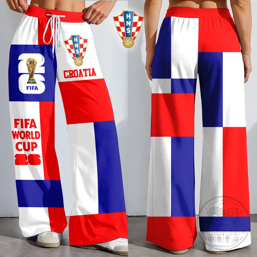 Croatia FIFA World Cup 2026 Color Block Football Casual Pants