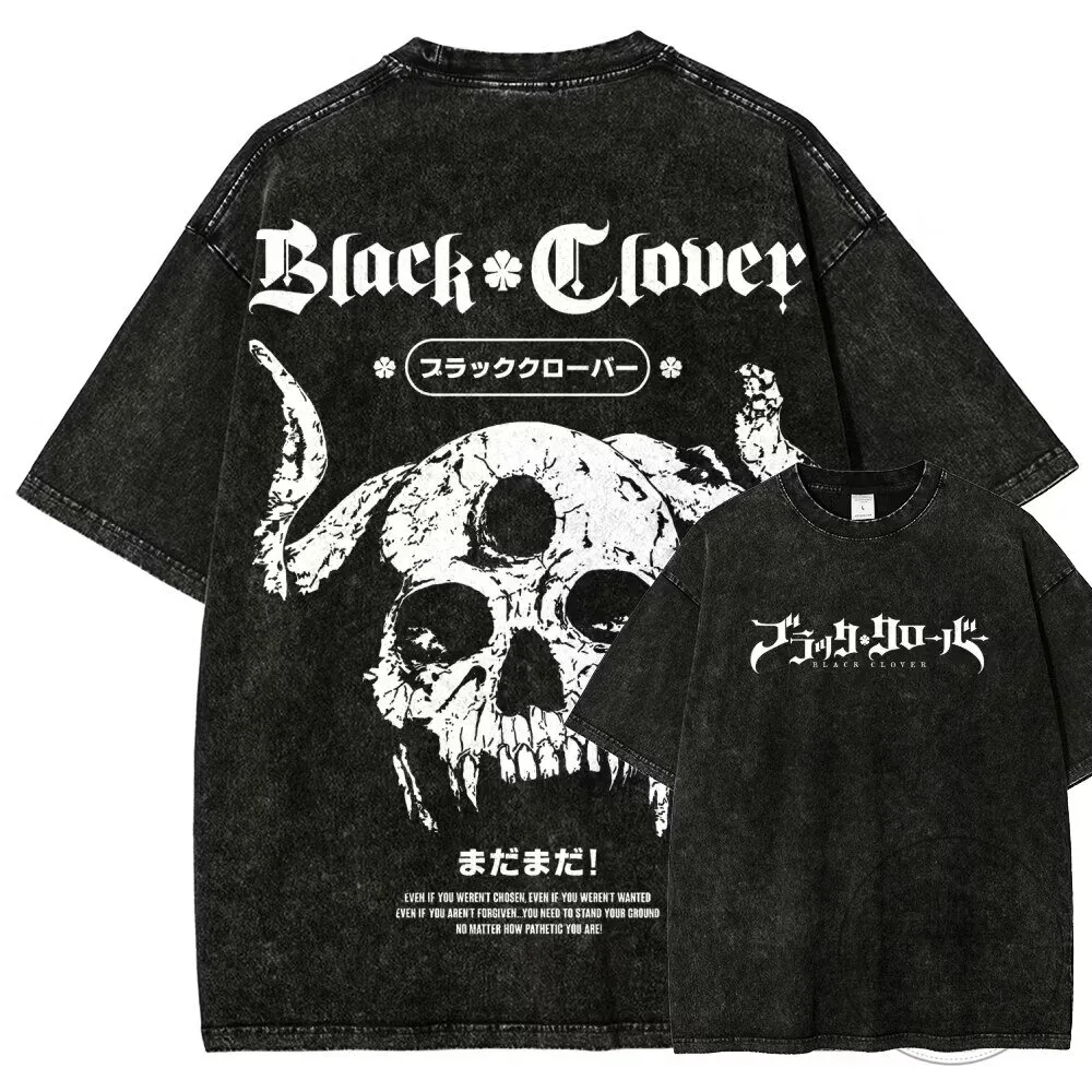 Black Clover Skull Demon Asta Washed Graphic T-Shirt 1 Black Clover Skull Demon Asta Washed Graphic T-Shirt