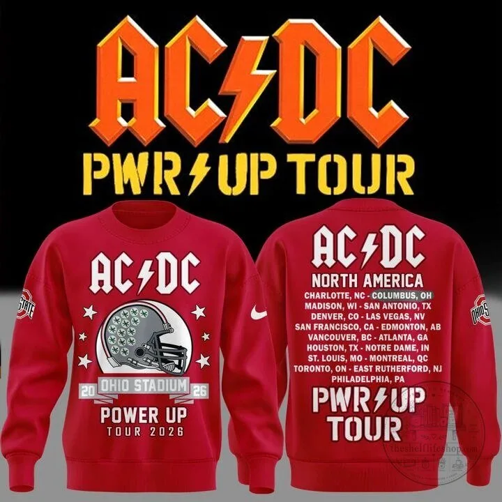 Ohio State Football AC/DC Power Up Tour 2026 Concert Crewneck Sweatshirt
