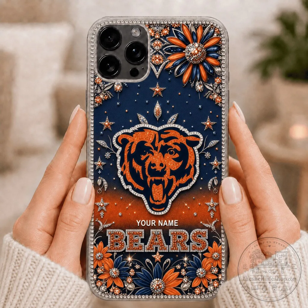 Chicago Bears NFL Football Team Custom Name Sparkle Phone Case Chicago Bears NFL Football Team Custom Name Sparkle Phone Case