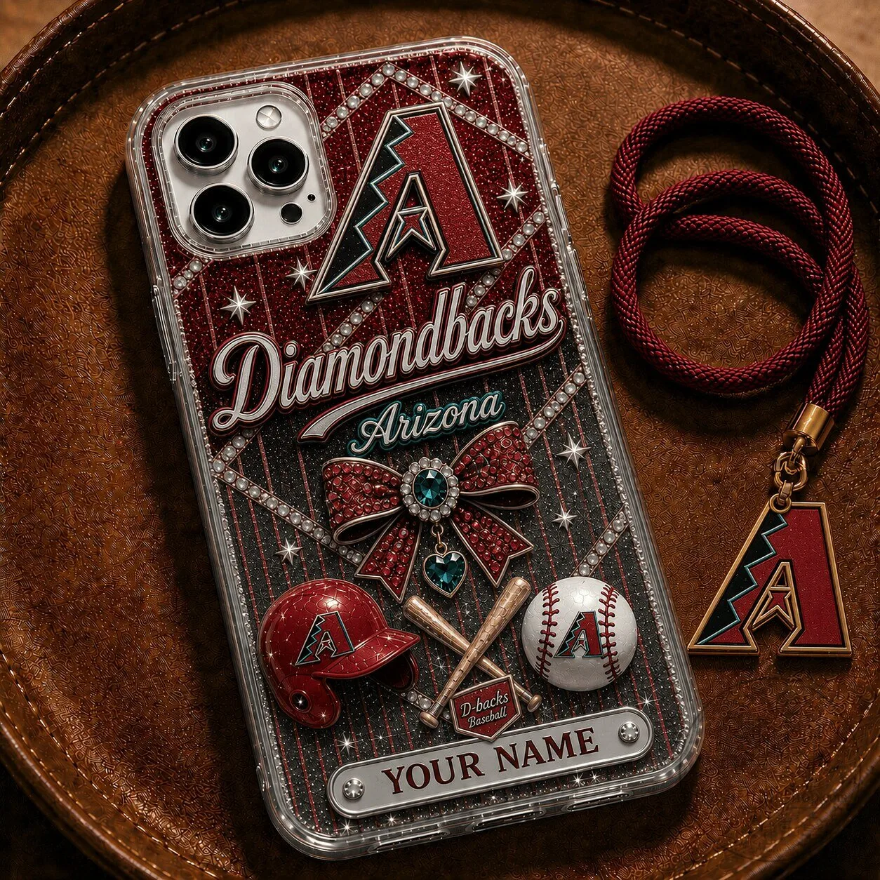 Arizona Diamondbacks Baseball Team Personalized Glitter Phone Case