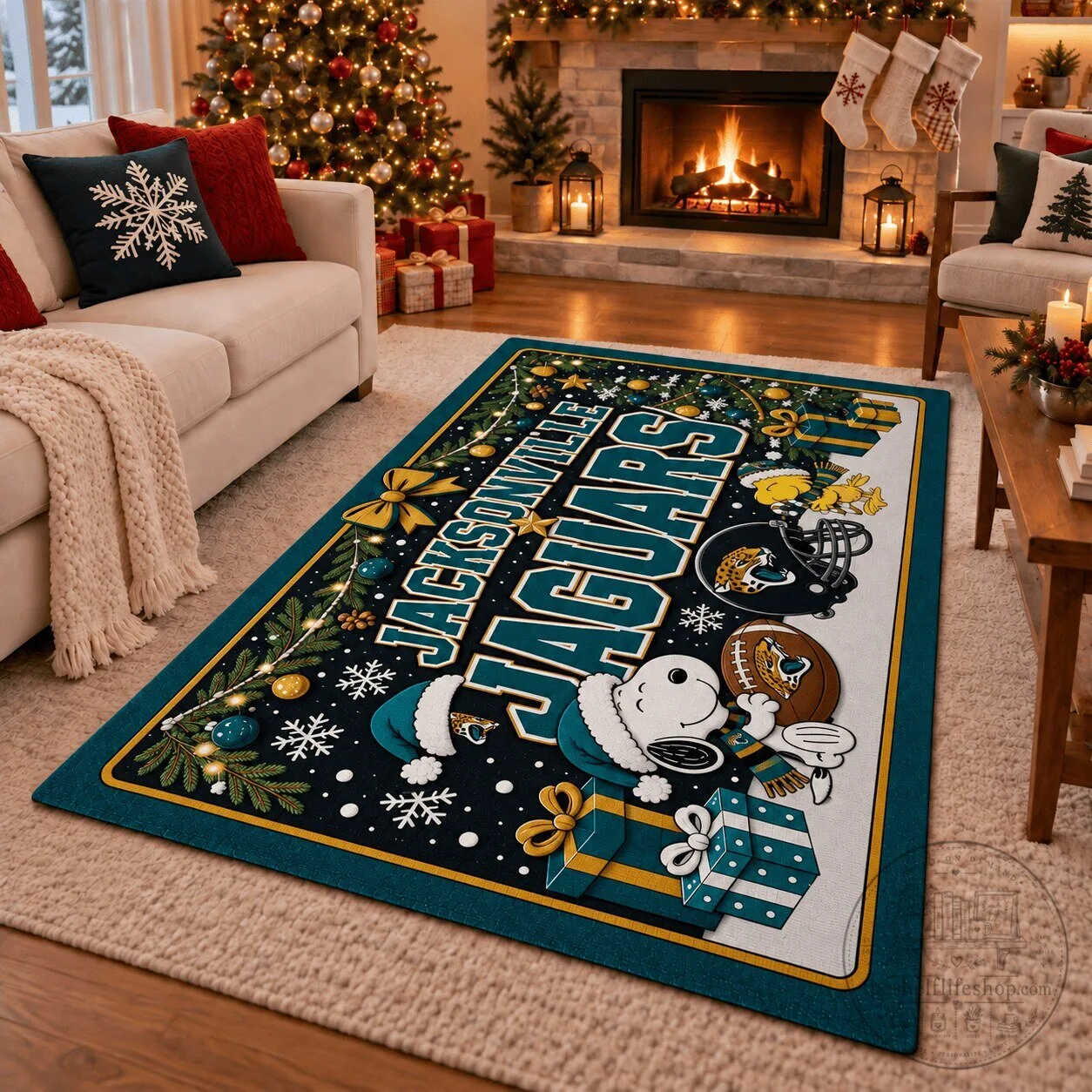 Jacksonville Jaguars Christmas Holiday Area Rug