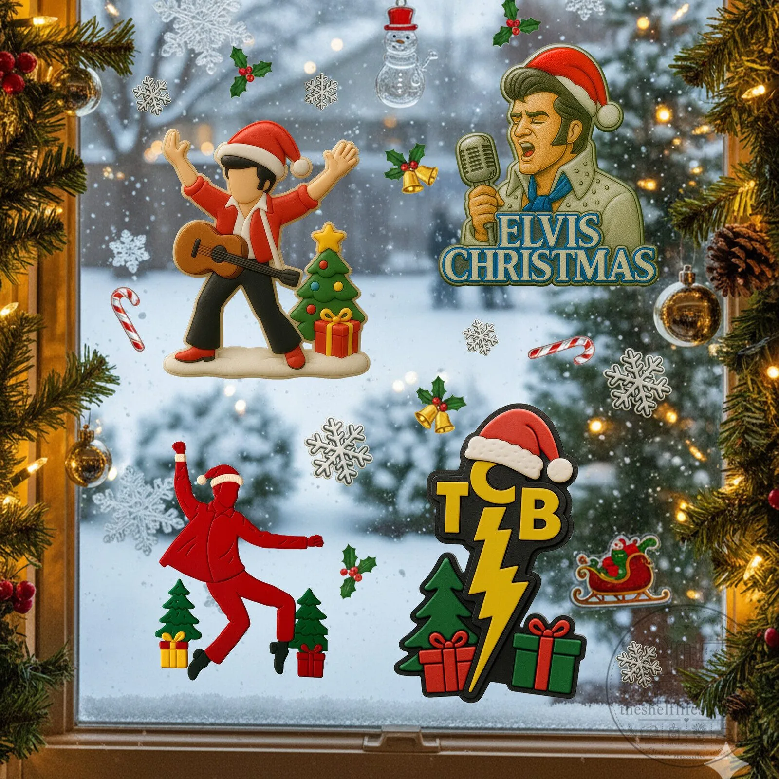 Elvis Presley Christmas Window Magnet Set
