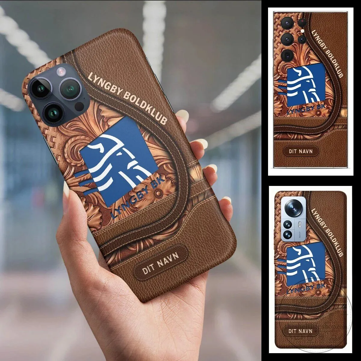 Lyngby Boldklub Football Club Custom Name Leather Pattern Phone Case