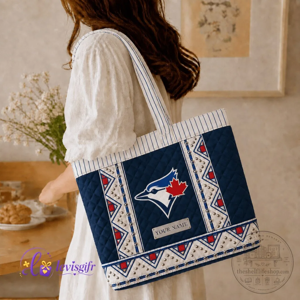 Toronto Blue Jays Baseball Team Quilted Tote Bag Toronto Blue Jays Baseball Team Quilted Tote Bag