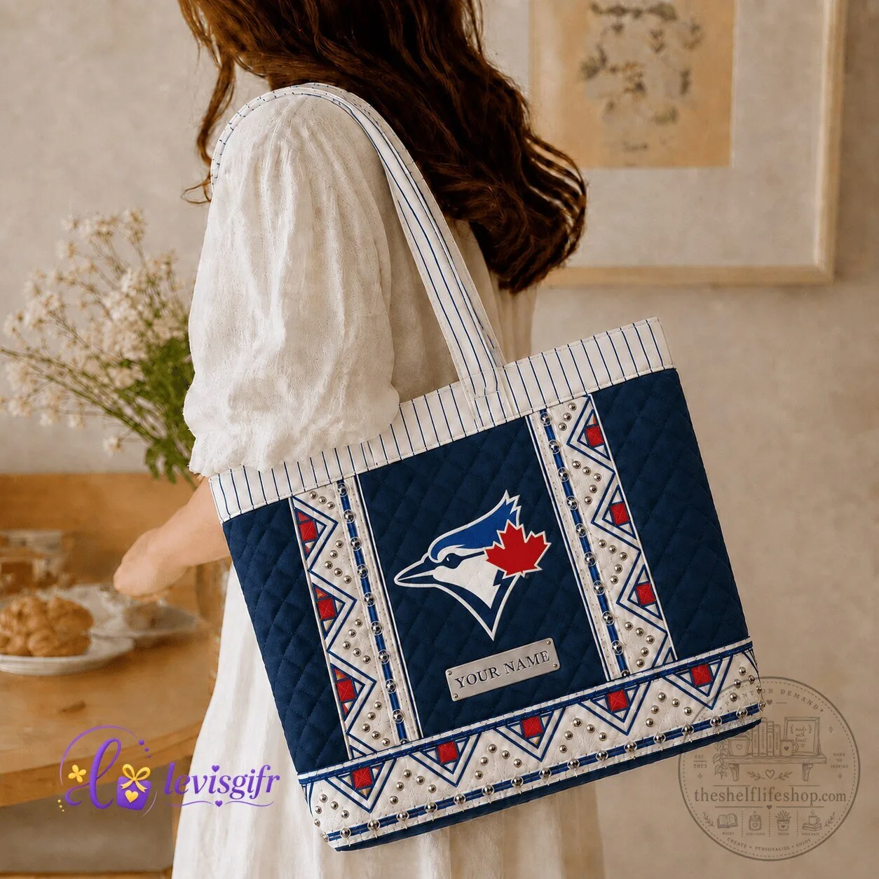 Toronto Blue Jays Baseball Team Quilted Tote Bag