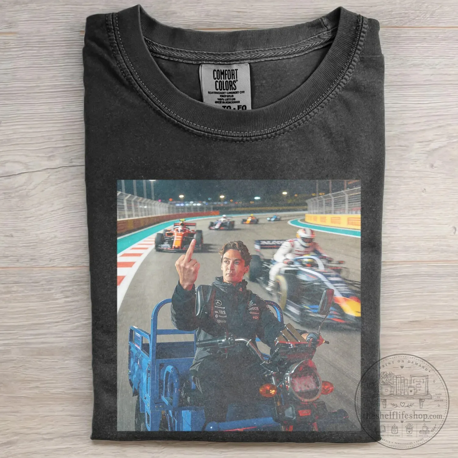 George Russell Funny Meme Formula 1 Racing Driver Black T-Shirt