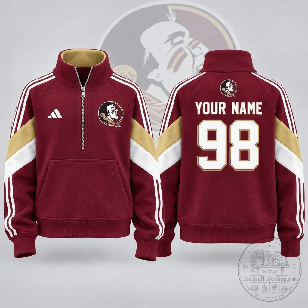 Florida State Seminoles Personalized Victory Line Quarter-Zip Sweatshirt Florida State Seminoles Personalized Victory Line Quarter-Zip Sweatshirt