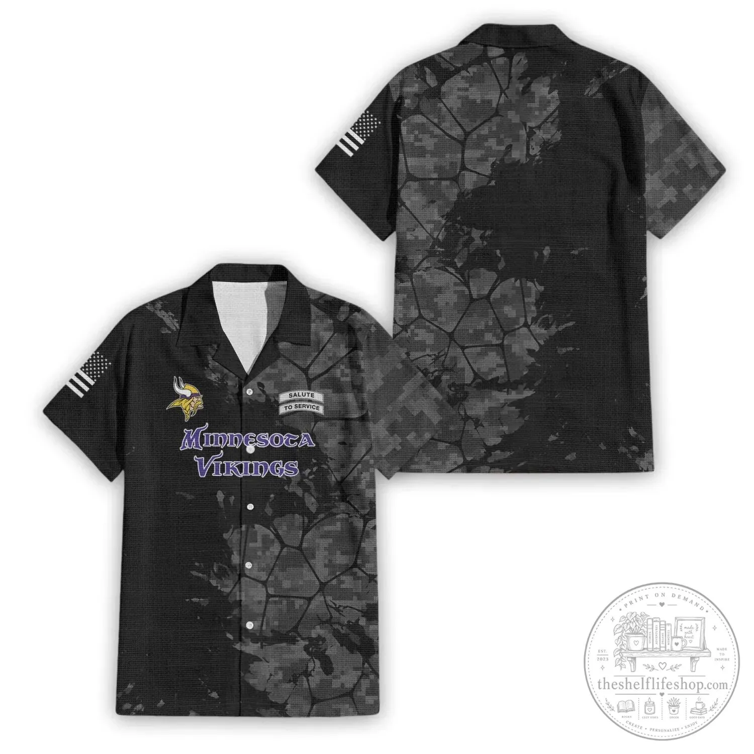 Minnesota Vikings Salute To Service Digital Camo Hawaiian Shirt