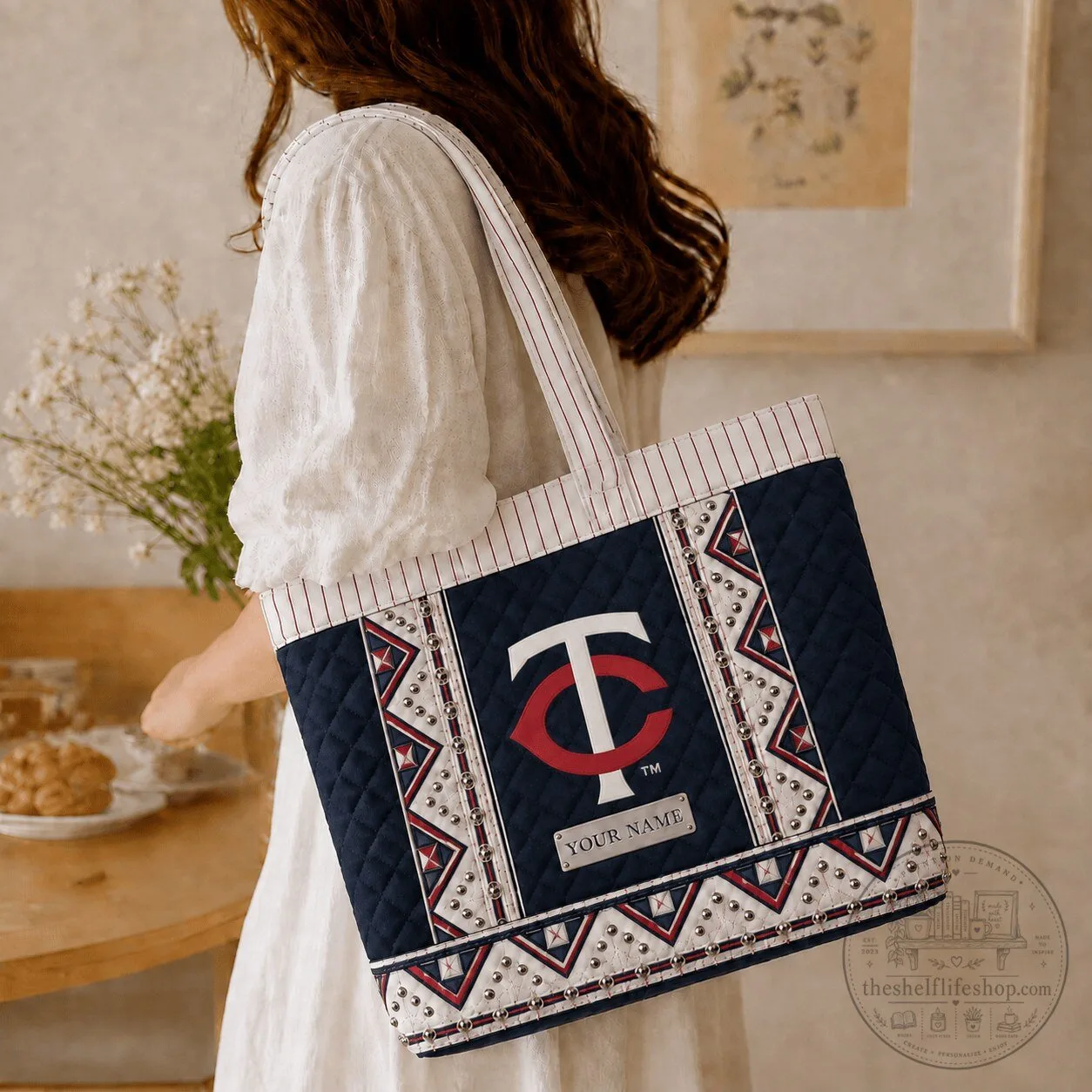 Minnesota Twins MLB Quilted Tote Bag Personalized Gift for Baseball Fan