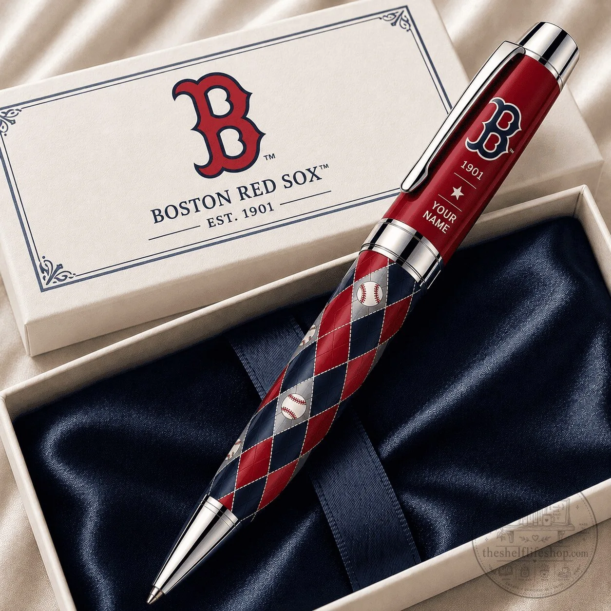Boston Red Sox Baseball MLB Personalized Vintage Diamond Pattern Ballpoint Pen