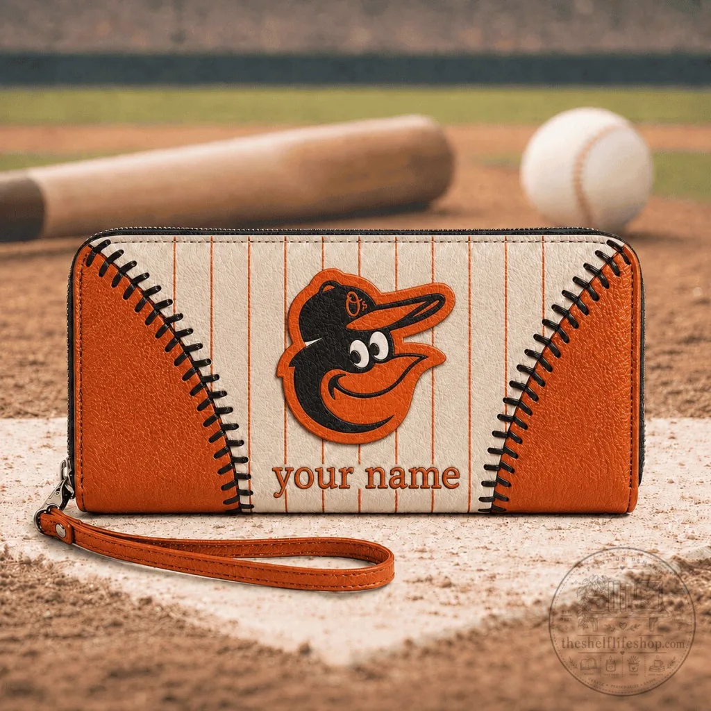 Baltimore Orioles Baseball Team Personalized Faux Leather Zipper Wallet Baltimore Orioles Baseball Team Personalized Faux Leather Zipper Wallet