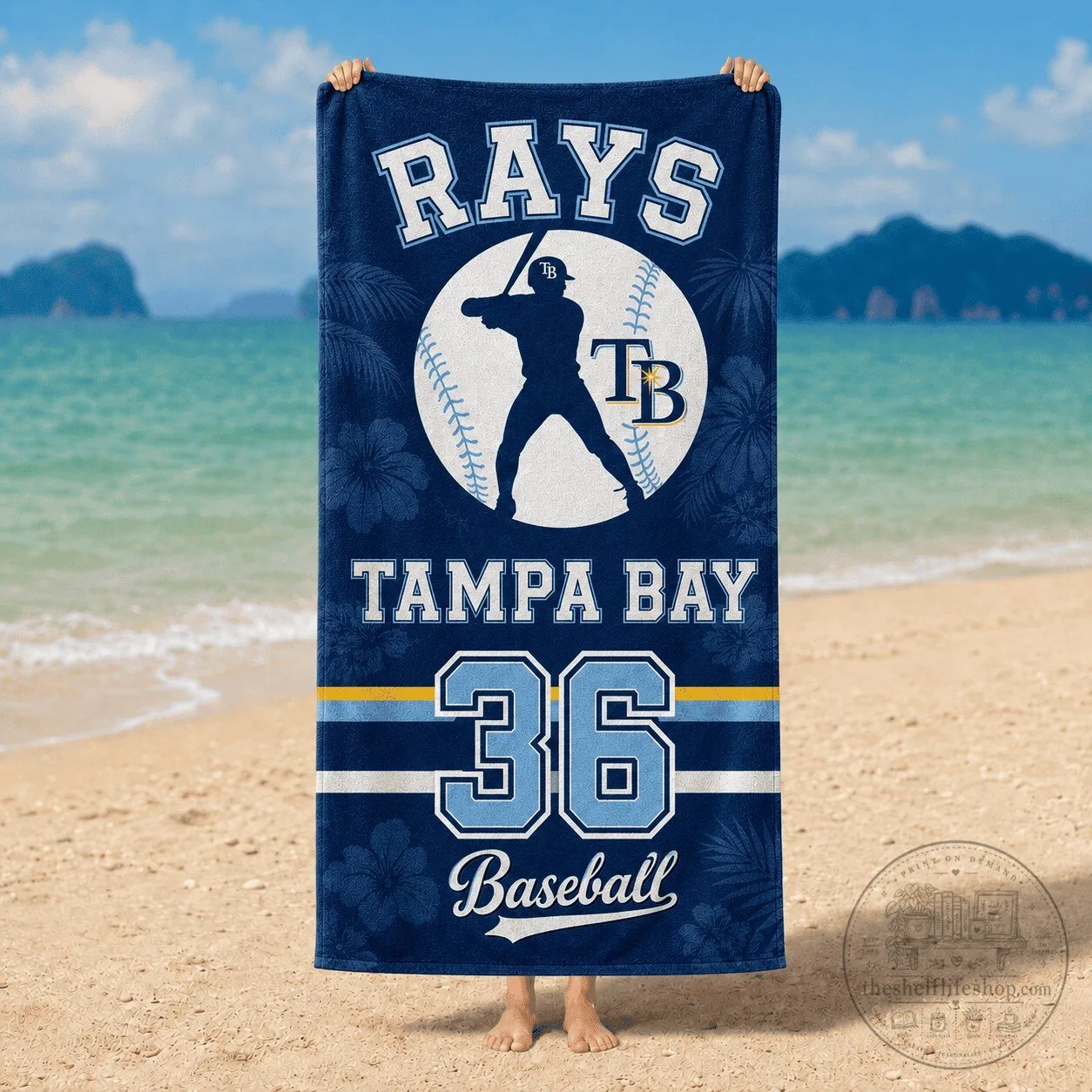 Tampa Bay Rays Baseball Fan Beach Towel with Player Silhouette and Number 36 8 Tampa Bay Rays Baseball Fan Beach Towel with Player Silhouette and Number 36