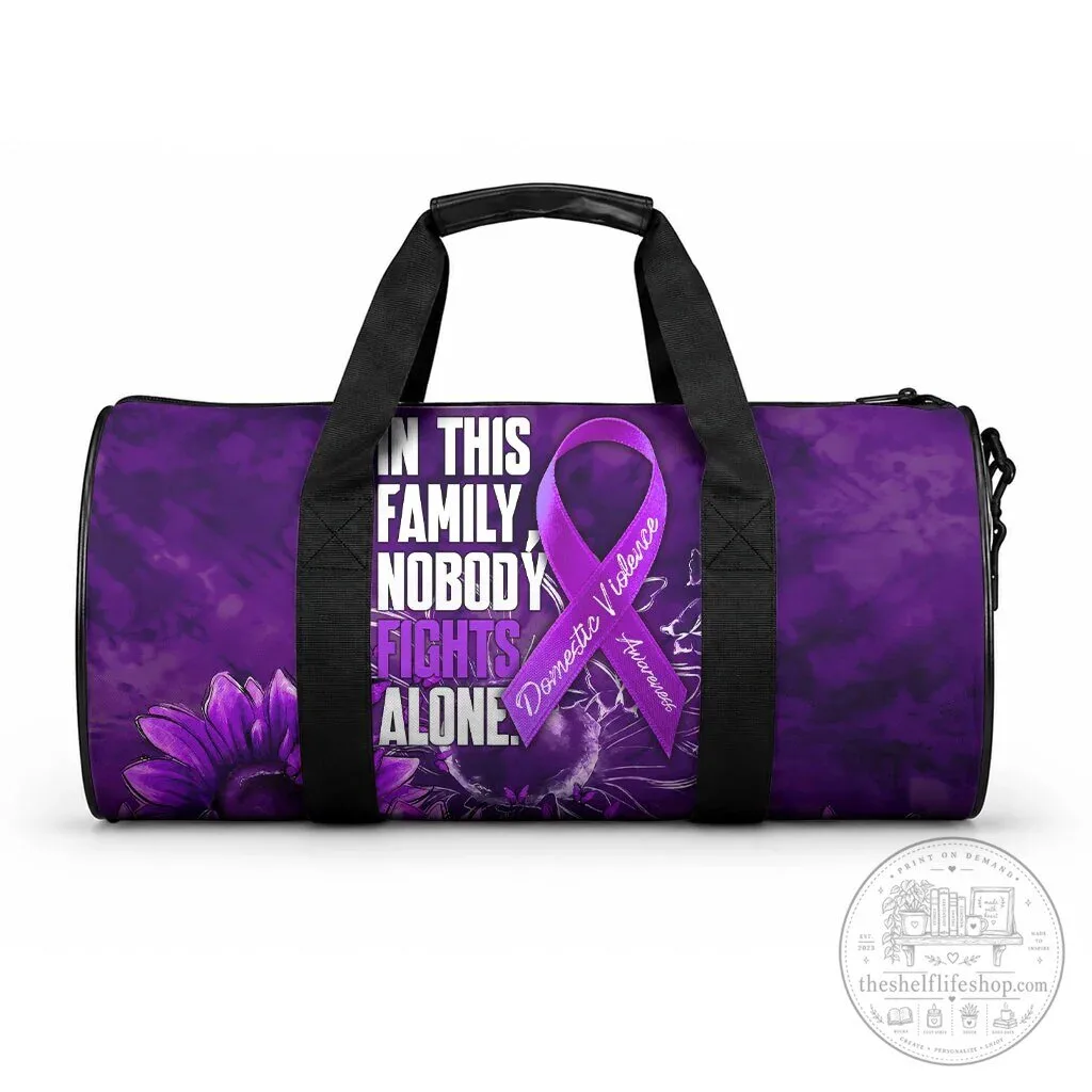 Domestic Violence Awareness Purple Ribbon Sunflower Nobody Fights Alone Duffle Bag