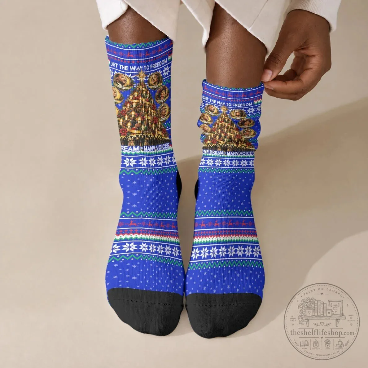 Civil Rights Leaders Christmas Tree Holiday Pattern Crew Socks
